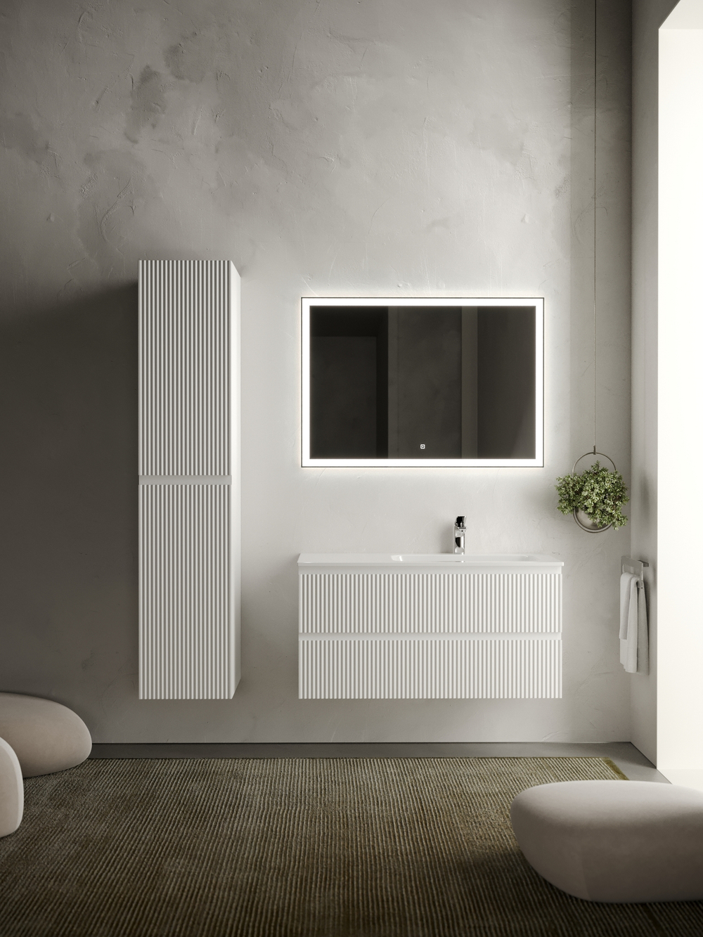 Тумба с раковиной Sancos Snob R 100 см SNR100RW правая, bianco