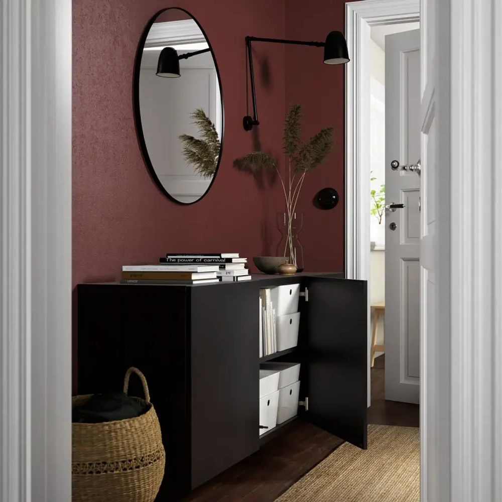 Навесной шкаф - IKEA BESTÅ/BESTA, 180x42x64 см, черный, БЕСТО ИКЕА
