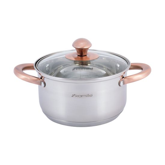 Набор кастрюль 8 предметов Kamille KM 4937 (1,5 л; 2 л; 3 л; 5 л.) из нержавеющей стали с ручками под медь