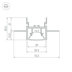 Профиль FOLED-CEIL-CENTER-3000 (Arlight, Алюминий) 044853