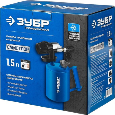 ЗУБР САМОТЛОР СМ-15, 1.5 л, чугунный эжектор, паяльная лампа, Профессионал (40650-1.5)