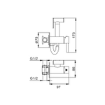 Смеситель с гигиенической лейкой 25к F7505-2 FRAP (встраиваемый, хром, латунь)