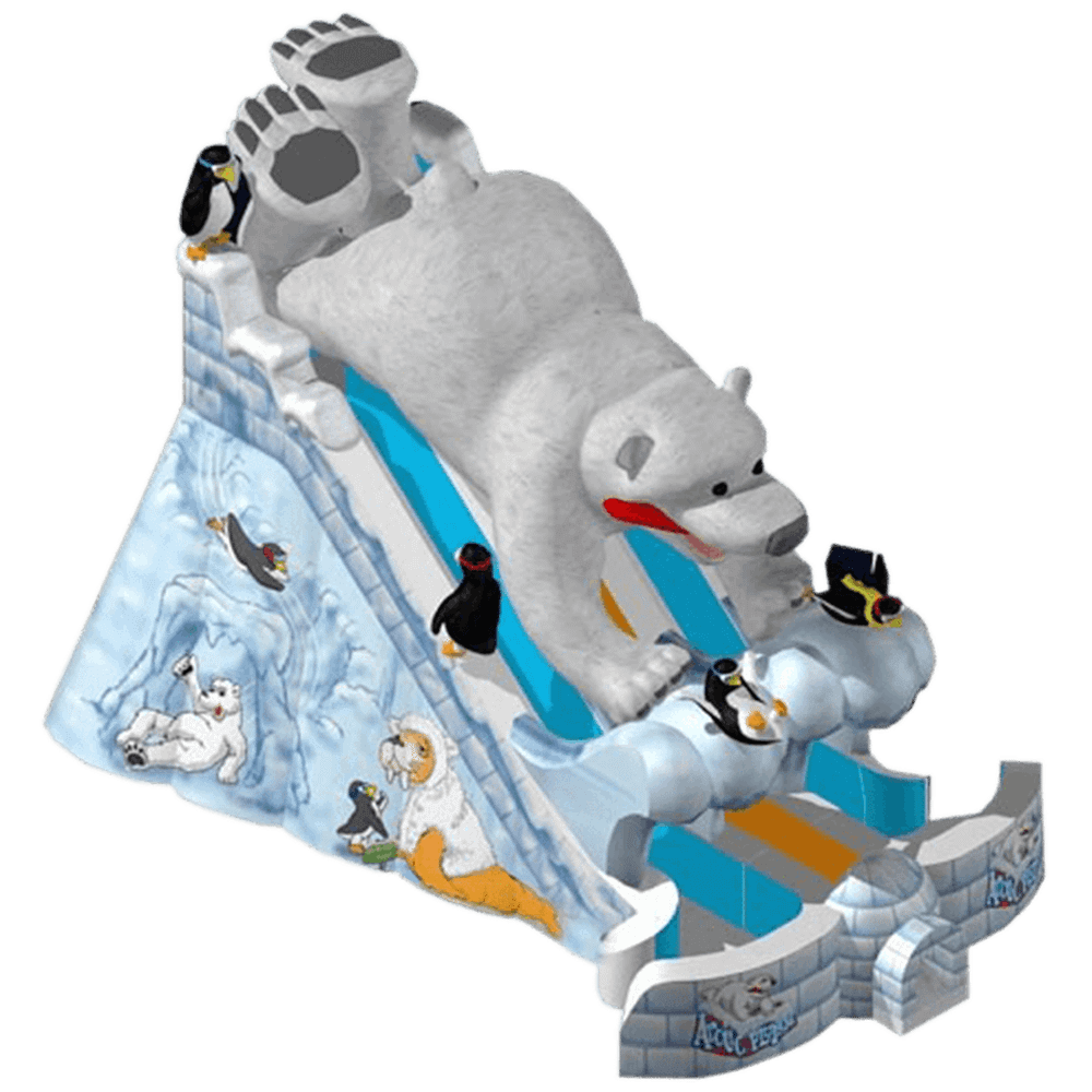 Большой надувной батут-горка "Мишка на севере"