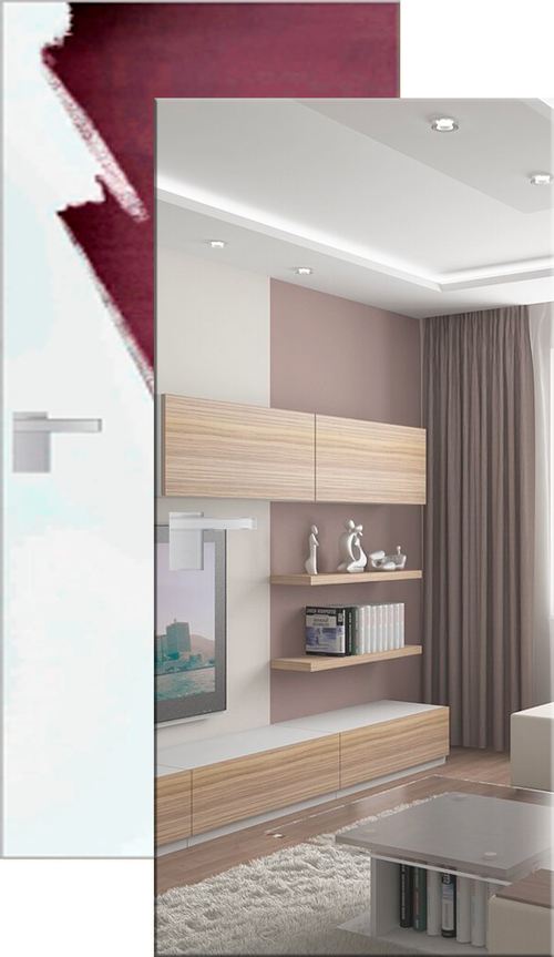 Дверь межкомнатная Профиль Дорс 1M кромка матовый алюминий с 4х сторон, цвет зеркало, экошпон, глухая