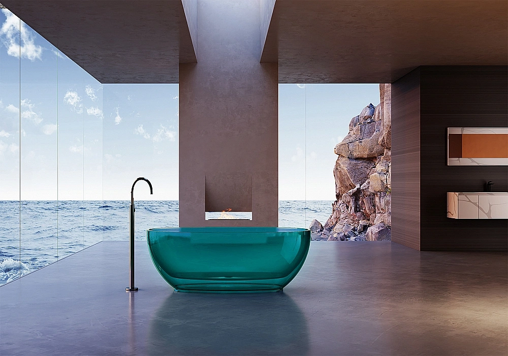 Ванна Abber Kristall AT9703Aquamarin 170x75 бирюзовая прозрачная