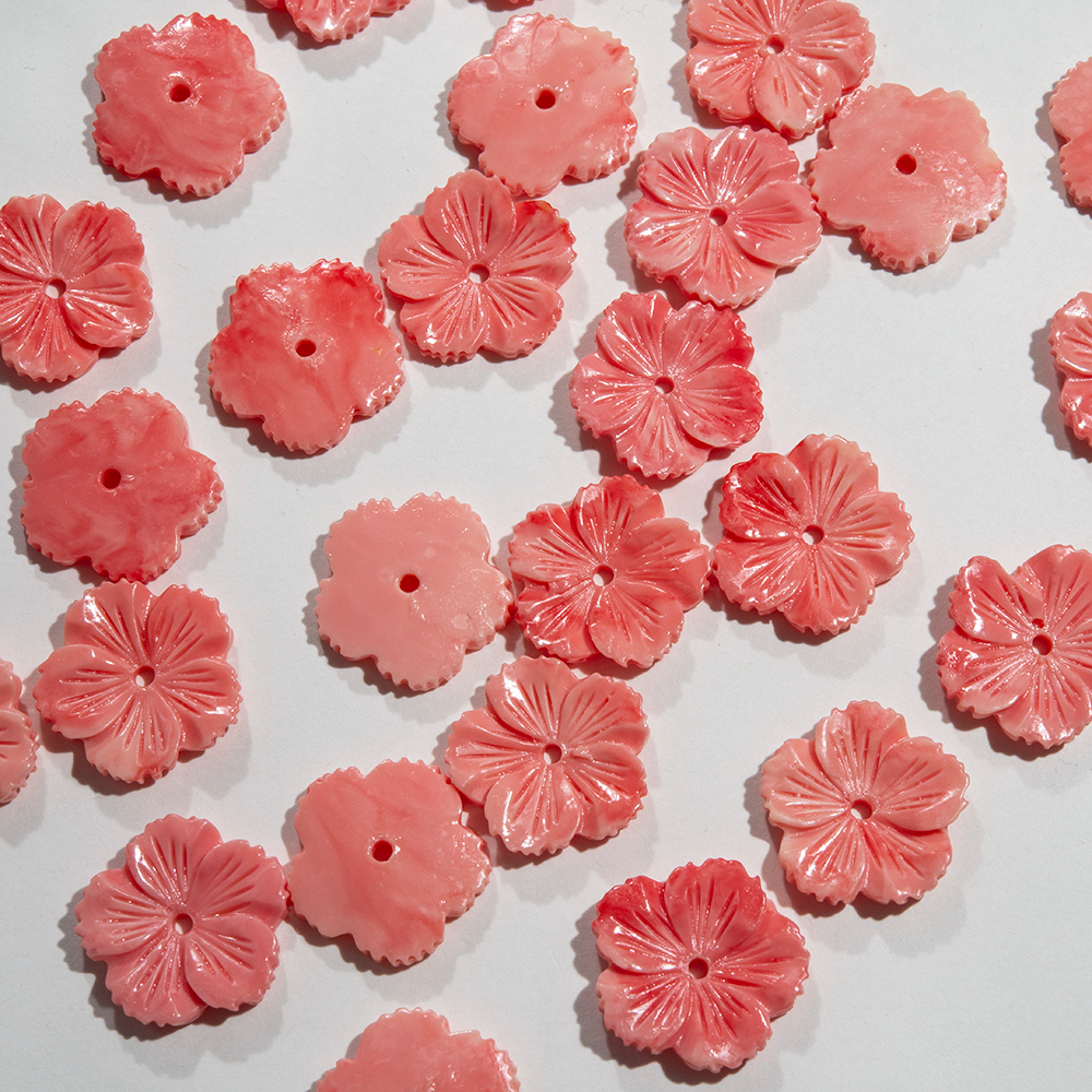 Цветок резной, 18,5мм, коралловая пудра