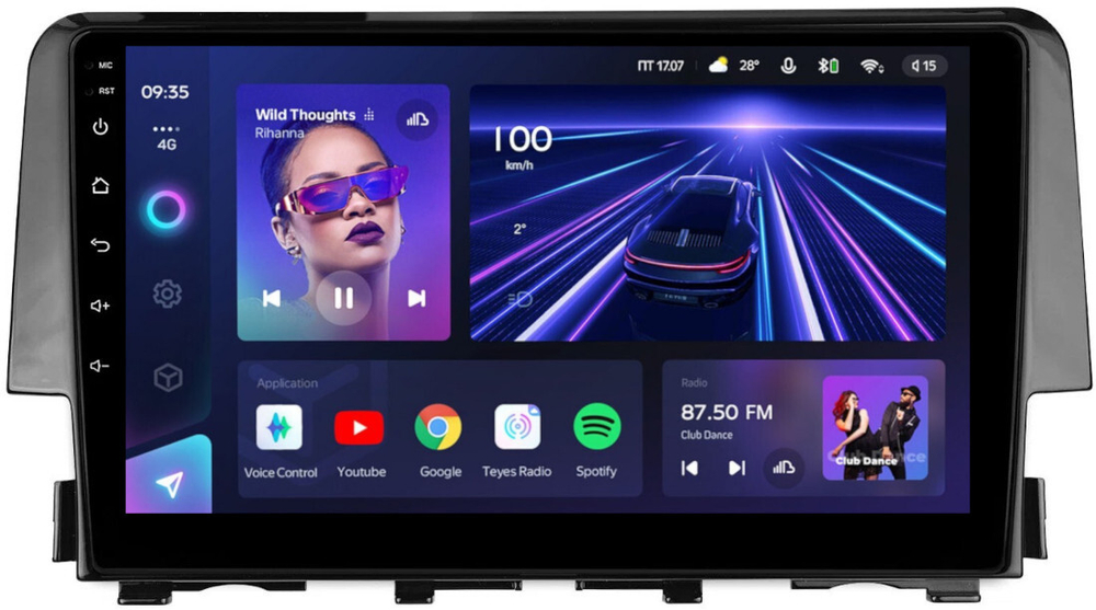 Магнитола для Honda Civic 10 2015-2021 - Teyes CC3L монитор 9" IPS на Android 10, 8-ядер, CarPlay, 4G SIM-слот