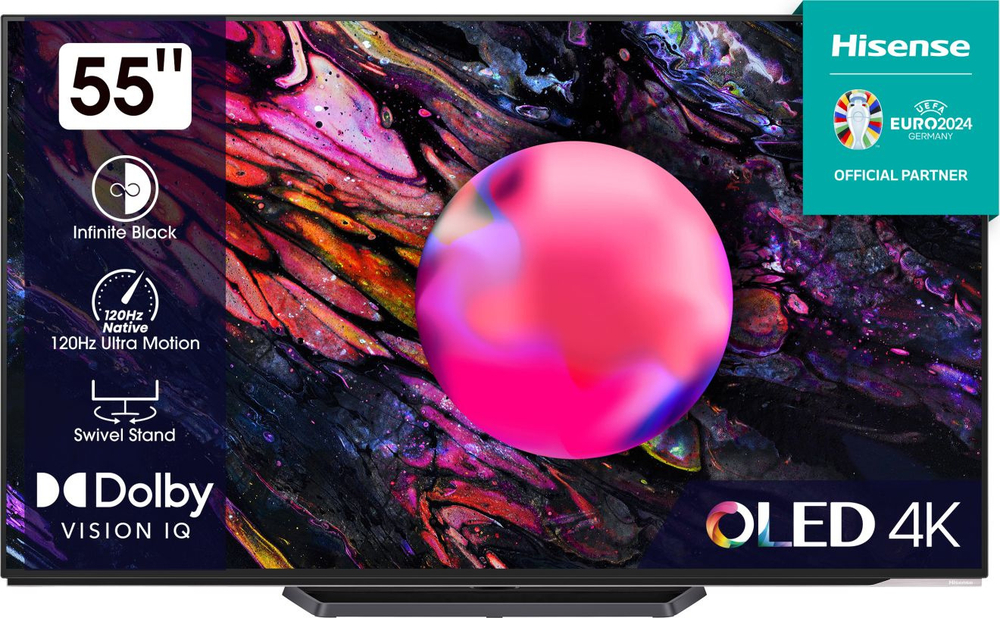 Телевизор OLED Hisense 55" 55A85K черный 4K Ultra HD 120Hz DVB-T DVB-T2 DVB-C DVB-S DVB-S2 USB WiFi Smart TV (RUS)