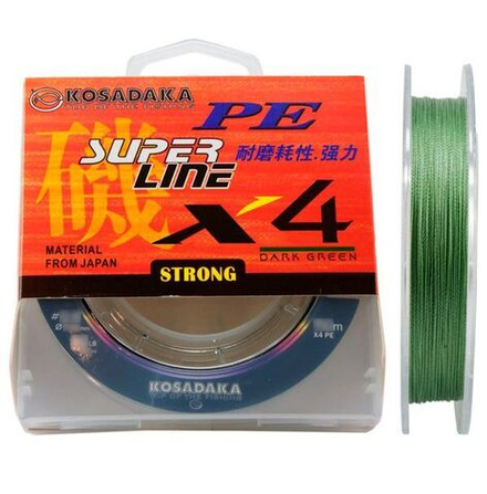 Леска плет. KOSADAKA Super PE X4 dark green 0.10 150m