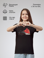 Футболка с принтом "Алые паруса" черная