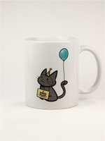 Кружка подарок сувенир "С днём рождения! Гирлянды", кот с шариком 3669927