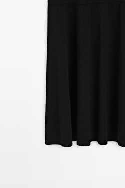 Massimo Dutti Трикотажное платье миди с открытыми плечами, черный
