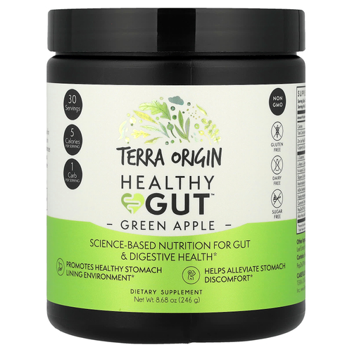 Terra Origin, Healthy Gut™, со вкусом зеленого яблока, 246 г (8,68 унции)