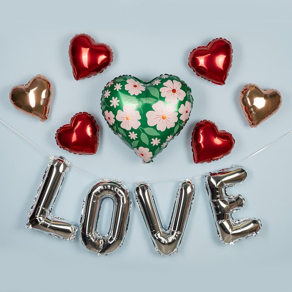 Фольгированный шар-сердце «Цветы» сатин, 48 см