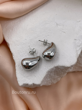 Серьги капли серебристые в стиле БоттегаВ.