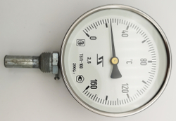Термометр биметаллический ТБП-100 (0+160), 50мм, G1/2, 2.5, радиальный, показывающий