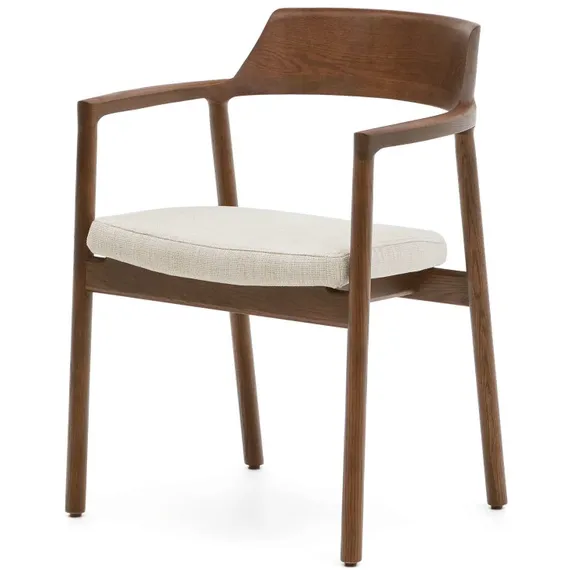 Стул Alocs из бежевой синели из массива дуба с отделкой орех FSC Mix Credit (съемный чехол)