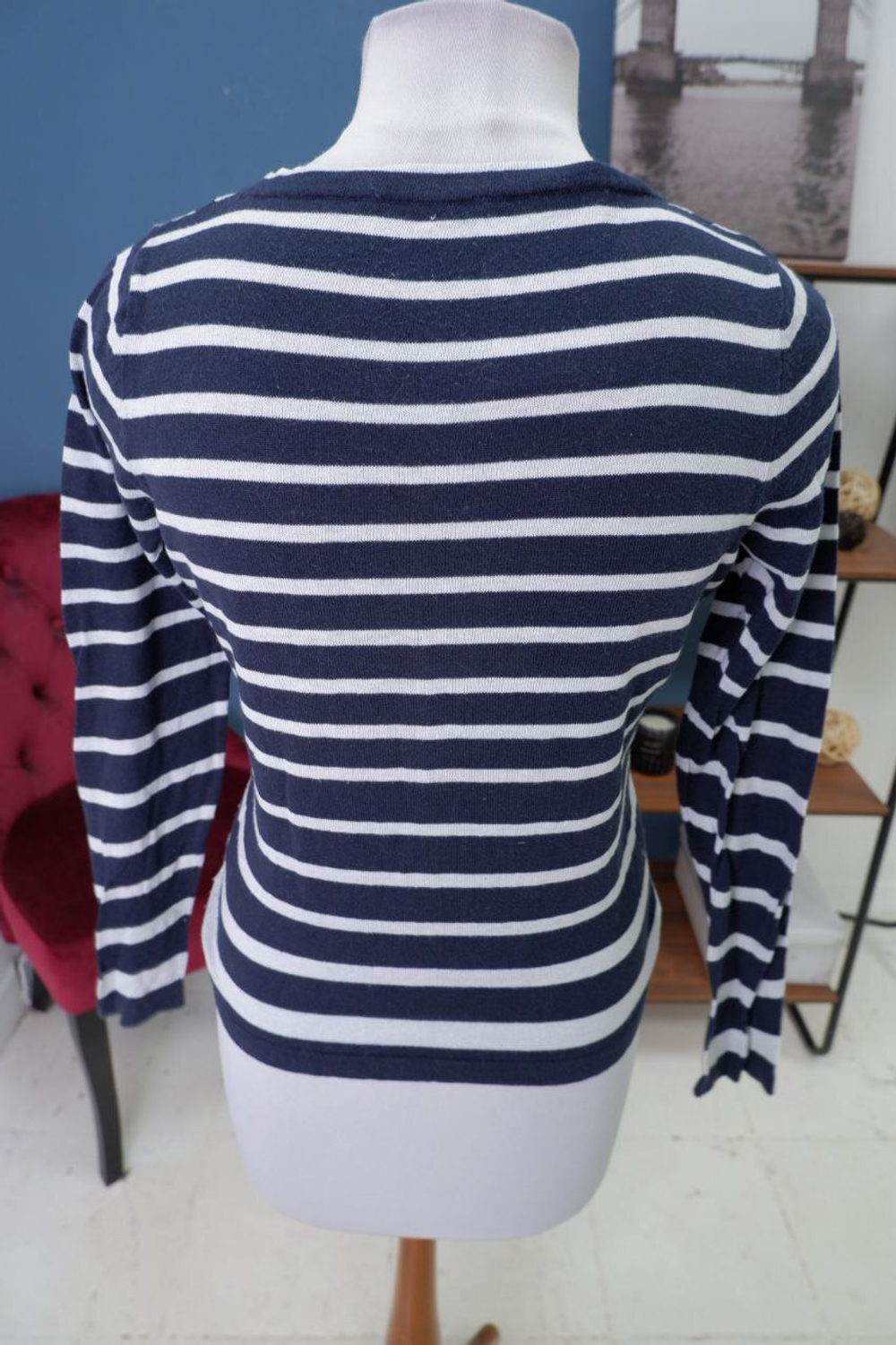 Джемпер в черно-белую полоску 44-46 размер