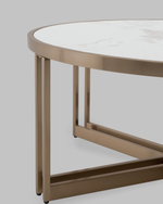 Журнальный столик Алиада 90х90 см светлая керамика сталь шампань