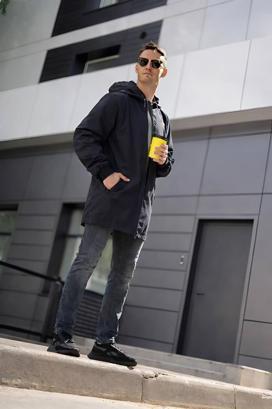 Ветровка-плащ мужская "HN-13" черный