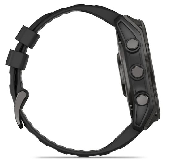 Умные часы Garmin Fenix 8, 51 мм, AMOLED, Sapphire Carbon Gray DLC Titanium with Black/Pebble Gray Silicone