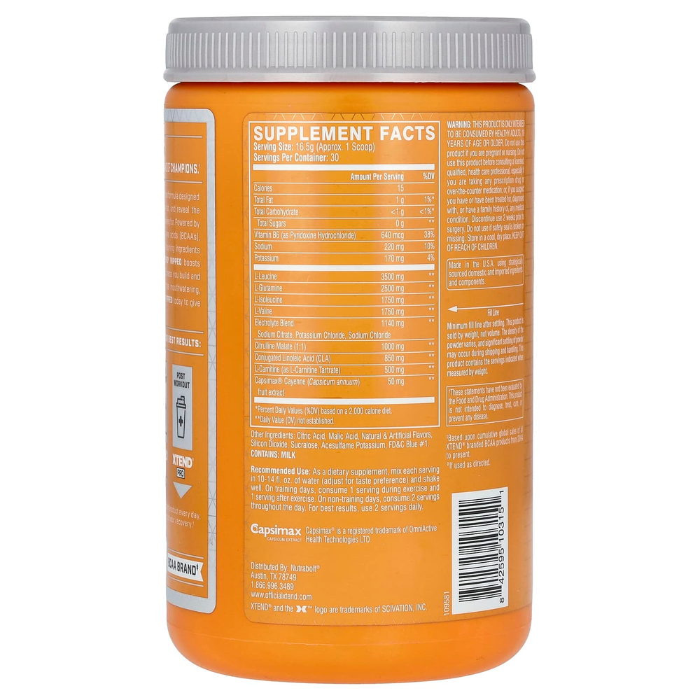 XTEND, Ripped, 7 г аминокислот с разветвленными цепями, со вкусом черничного лимонада, 495 г (1,09 фунта)