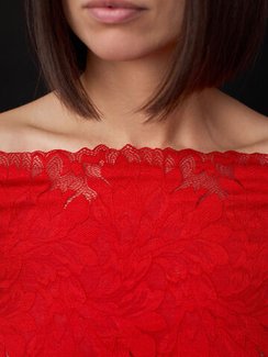 03-77 Кружево эластичное 24 см, алый красный (однотон)