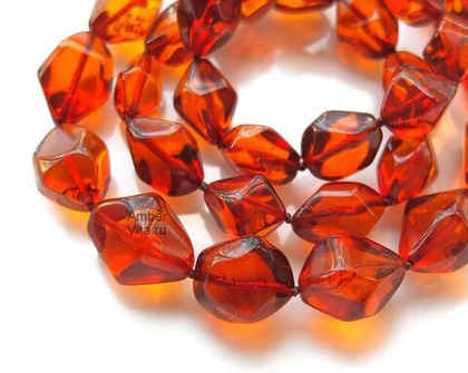 бусы янтарь гранёный