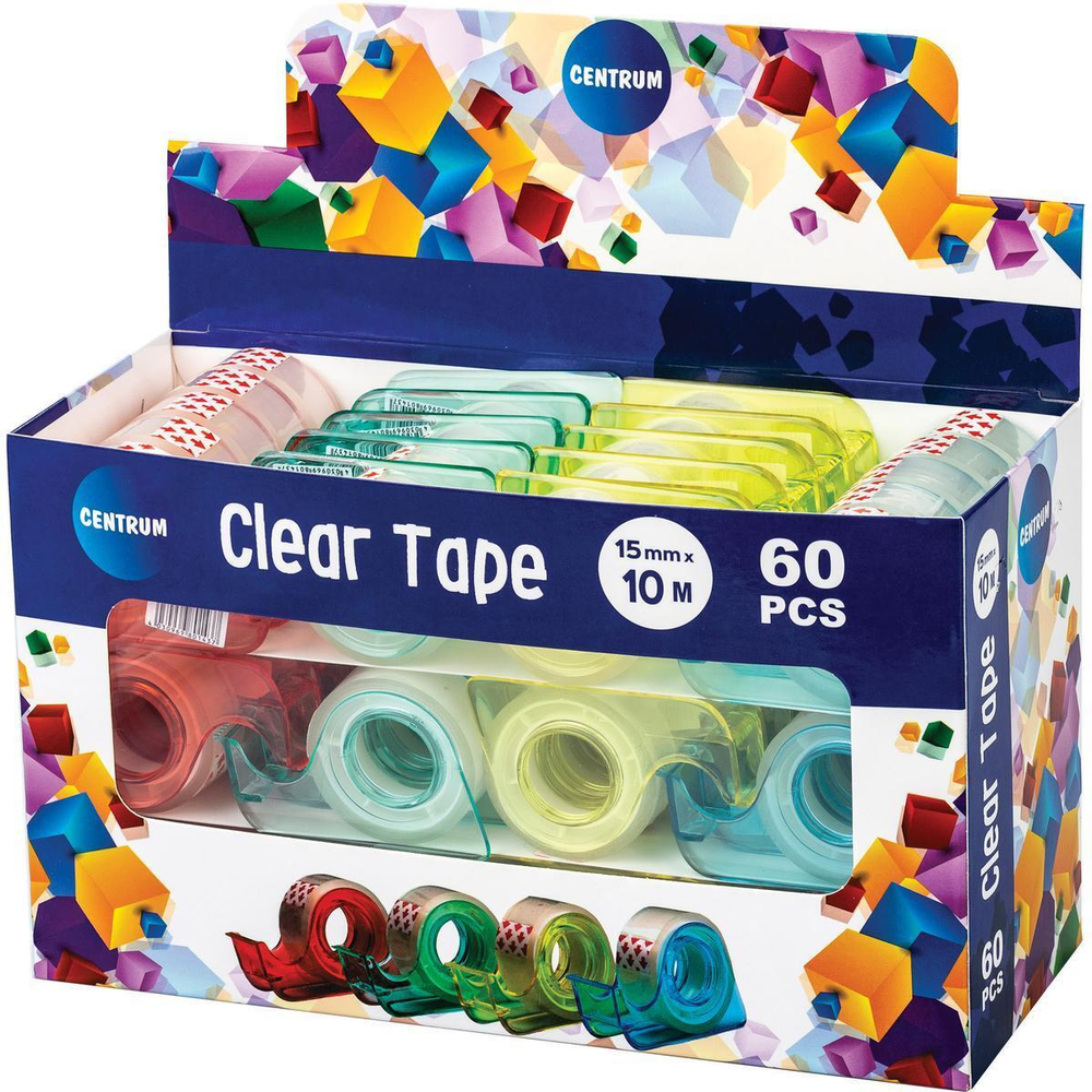 Клейкая лента 15мм.х10м. прозрачная, в твердом держателе, толщина 40мк (Центрум)