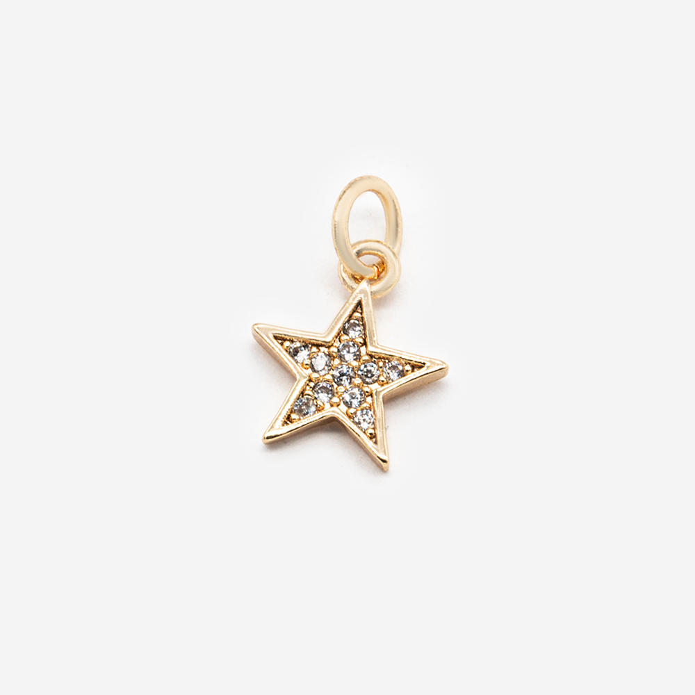 пд11-10з Подвеска "Звезда" с фианитами 14*12мм, позолота