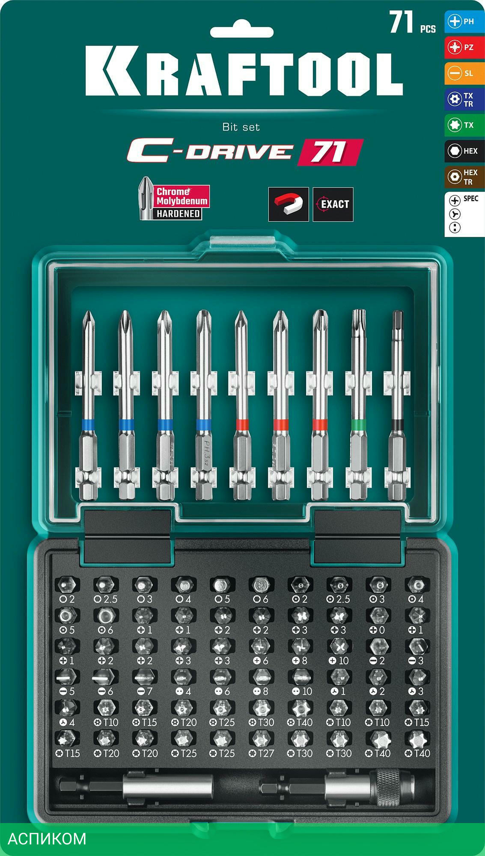 Набор бит Kraftool C-Drive 71 (26067-H71)
