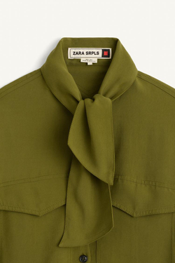 ZARA ПЛАТЬЕ МИДИ С ВЫСОКИМ ВОРОТНИКОМ, ХАКИ