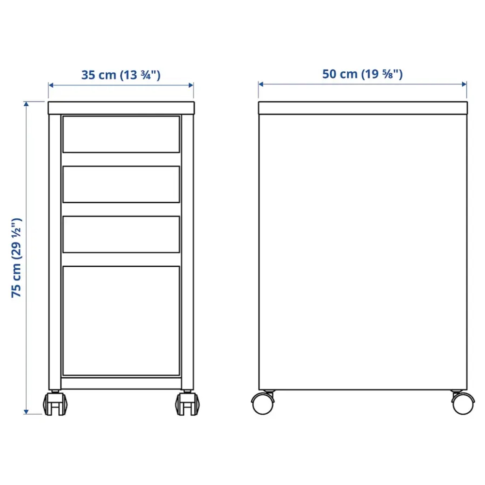 Комод с местом для документов - IKEA MICKE/МИККЕ ИКЕА, 35х50х75 см, белый