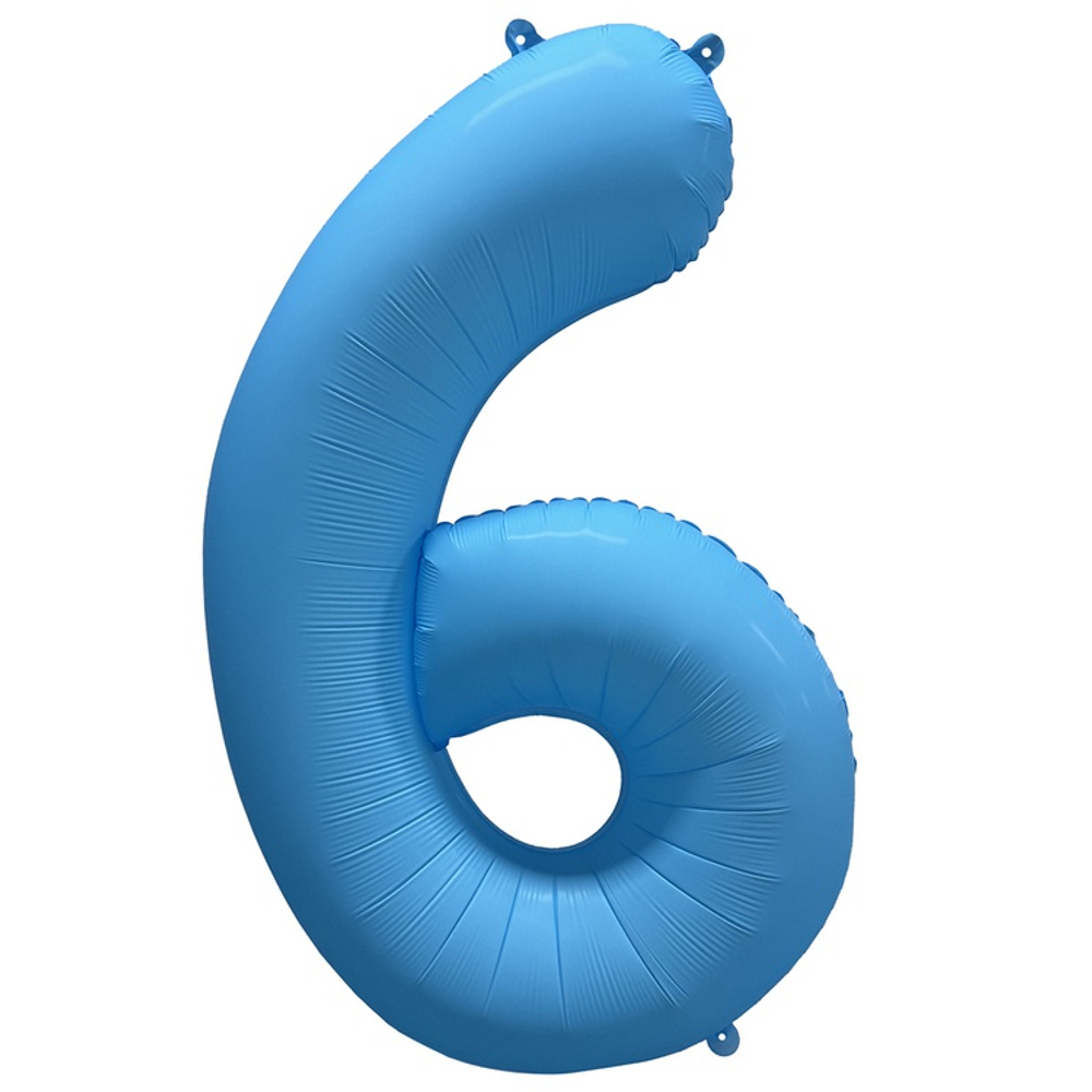 Шар фольгированный Цифра 6 101 см (Голубой)