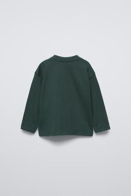 ZARA ОДНОТОННАЯ ФУТБОЛКА С КАРМАНОМ, ЗЕЛЕНОВАТЫЙ