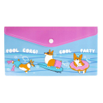 Папка-конверт на кнопке 26*14см 1 отд. "Корги" (Феникс+)