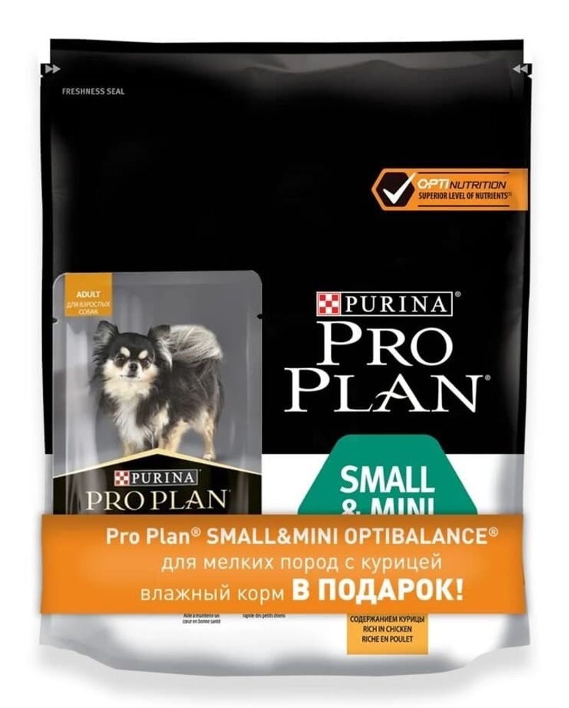 PRO PLAN ПРОМО-НАБОР корм для собак мелких пород с Курицей 700г+ пауч 100г (12441016)