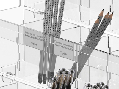 Подставка витрина для продажи ручек 35 ячеек акриловая