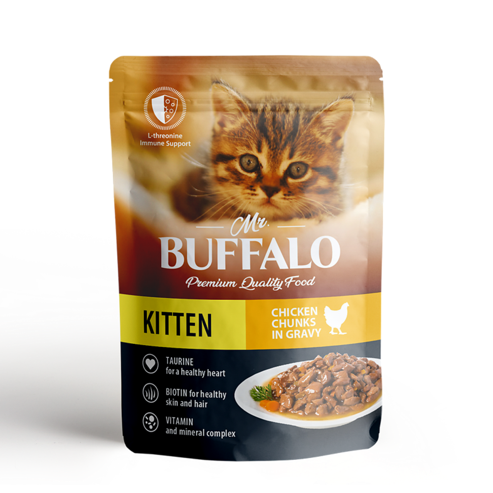 Mr.Buffalo 85г пауч Kitten Влажный корм для котят Цыпленок (соус)