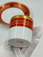 Кофейная пара Celine с красной каймой