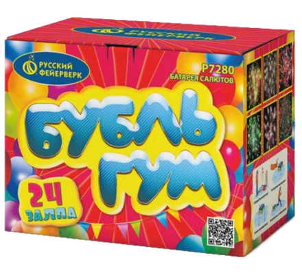 Батарея салютов РФ Бубль Гум 24 залпов калибром 0.8" высотой 35 метров