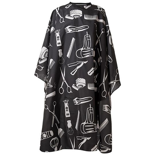 Накидка парикмахерская Harizma, 140х160см, рисунок "инструменты барбера" (h10885)