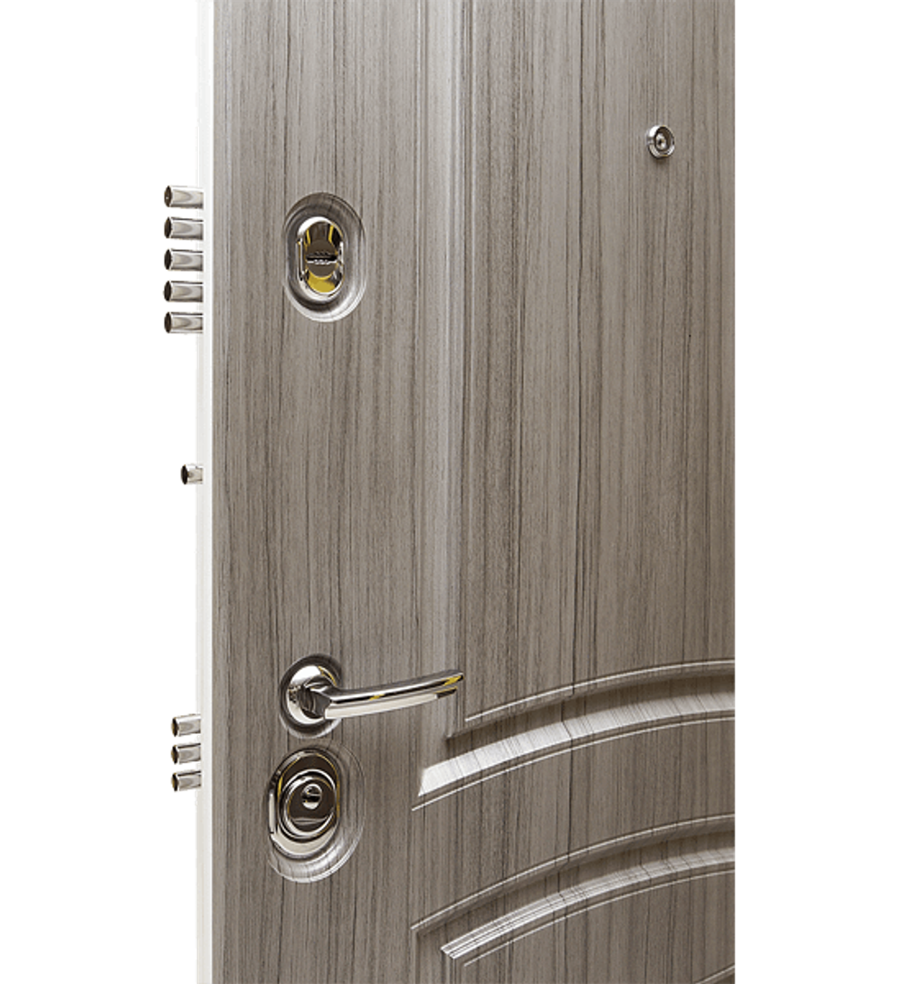 Входная металлическая дверь Сударь Diva МД-42 Сандал серый / рис.М-11 Лучи Белый софт (белая коробка) 3К с шумоизоляцией
