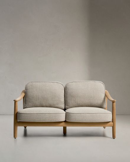 Уличный 2-х местный диван Elunda из тикового дерева и бежевой веревки