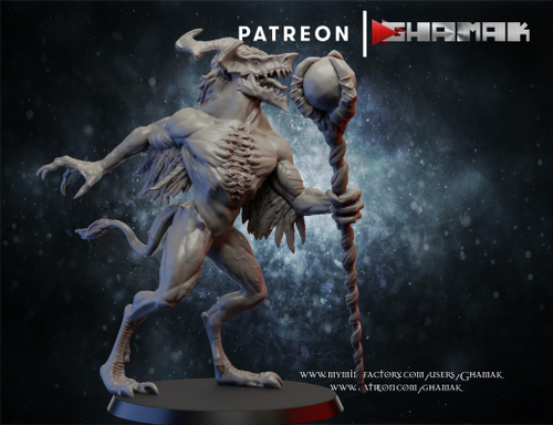 Grand Alliance Chaos Disciples of Tzeentch Tzaangor Shaman Тзаангор Шаман №1 миниатюра для dnd, днд, pathfinder, фентези, Настольная игра, НРИ, Варгейм, РПГ