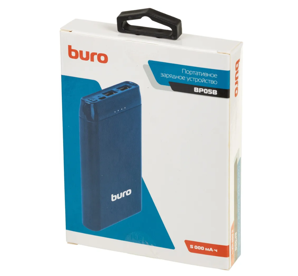 Buro Внешний аккумулятор BP05B 5000mAh 2.1A 2xUSB синий (BP05B10PBL), 5000 мАч, синий