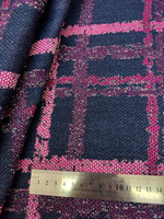 Костюмная принт клетка,черный, розовый, люрекс, хлопок, отрез 1,8м