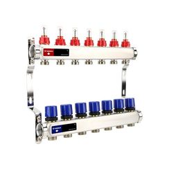 Группа коллекторная с расх. VARMEGA VM15107 ВР 1, под 130 насос, на 7 конт. 3/4 EK, нерж. сталь