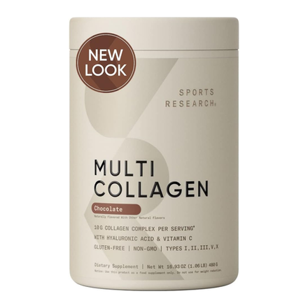 Sports Research, Мульти коллаген со вкусом шоколада, Multi Collagen Complex Chocolate, 465 гр