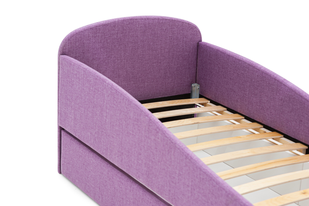 Детская мягкая кровать с ящиком Бельмарко Letmo черничный мусс рогожка
